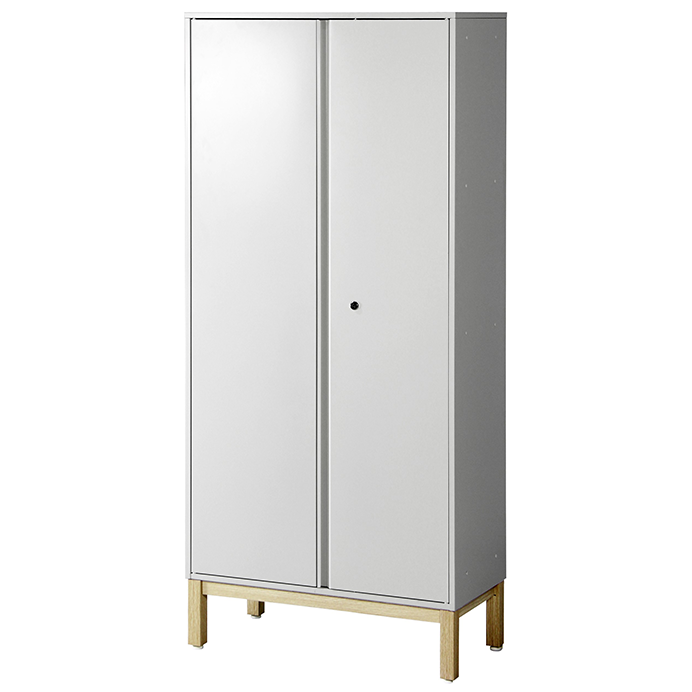 PREDONA スチール両開き扉書庫 4段 脚付き